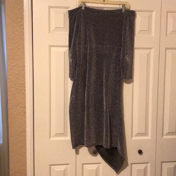 Strapless Sparkly Faux Wrap Dress - Picture 2 of 3
